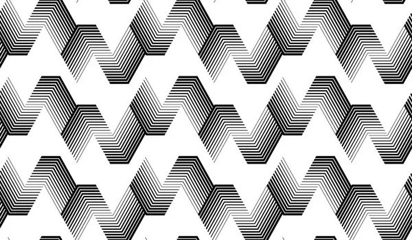 Nahtloser Geometrischer Streifenmustervektor Auf Schwarzem Hintergrund Halbton Polygonmuster Für Stoff — Stockvektor