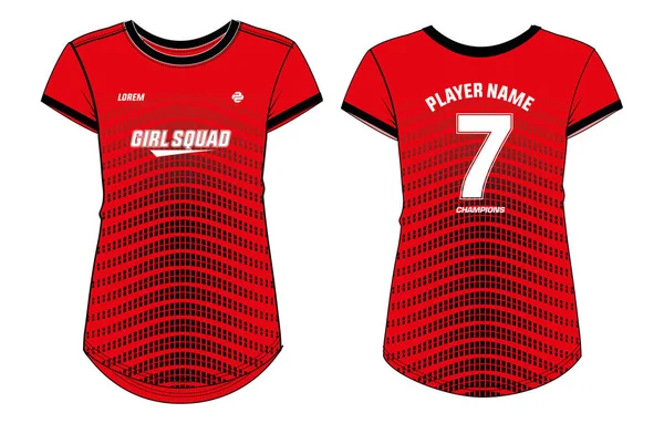 Frauen Sport Jersey Shirt Design Konzept Illustration Geometrisches Muster Rundhalsausschnitt — Stockvektor