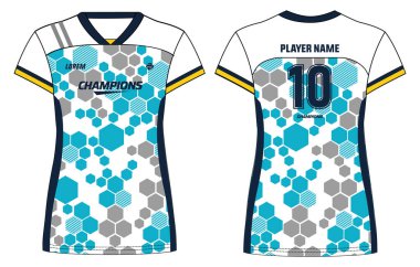 Altıgen geometrik desenli kadın spor forması tasarımı kızlar ve bayanlar voleybol forması, futbol, futbol ve netbol, spor için spor üniforması