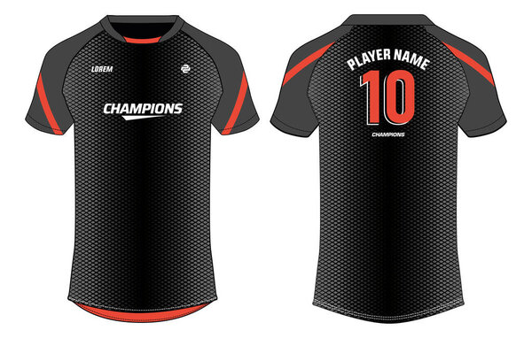 Sports jersey t shirt design concept vector template, Abstract halftone pattern Raglan Round neck tees football jersey concept with front and back view for Cricket, soccer, Volleyball, Rugby uniform