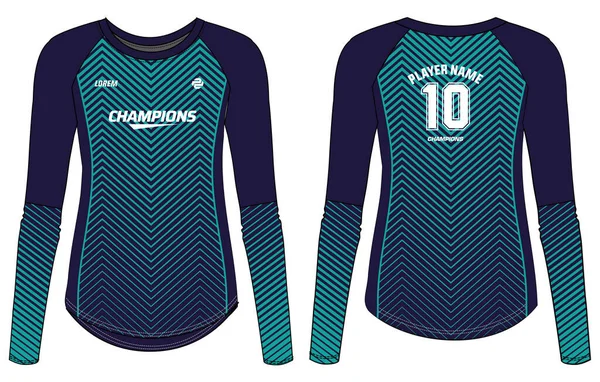 Női Long Sleeve Sports Jersey Póló Design Koncepció Illusztráció Alkalmas — Stock Vector
