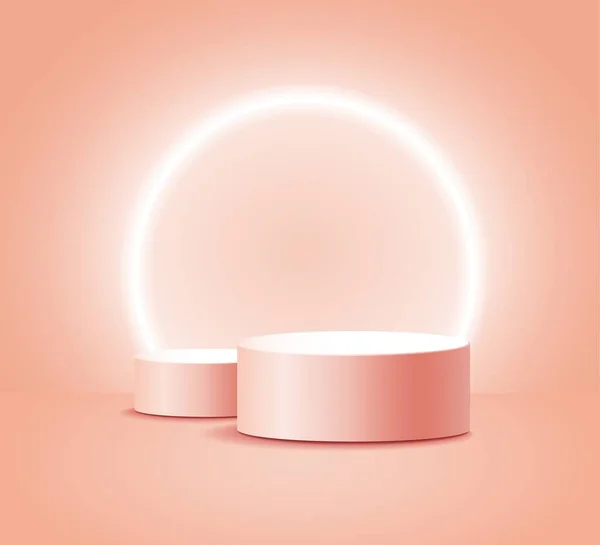 Escena mínima con formas geométricas sobre fondo rosa crema. Podio para el producto Ilustración de stock