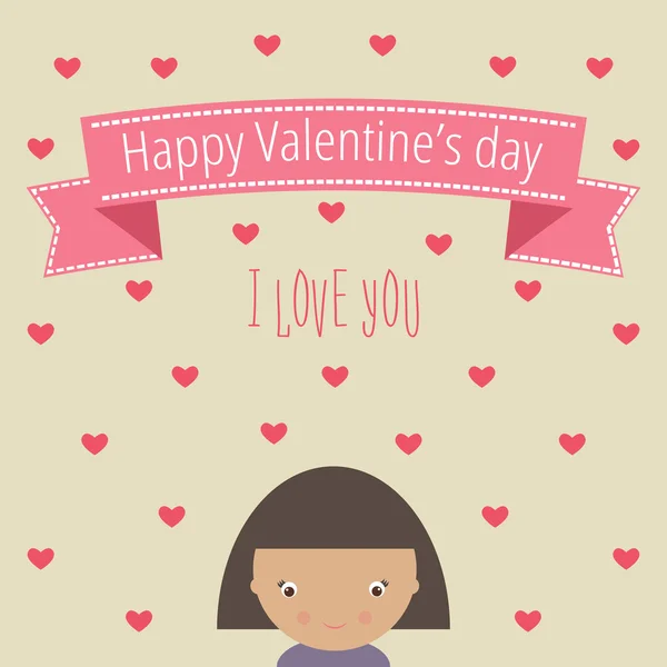 Valentine's day card with  girl — Stock Vector
