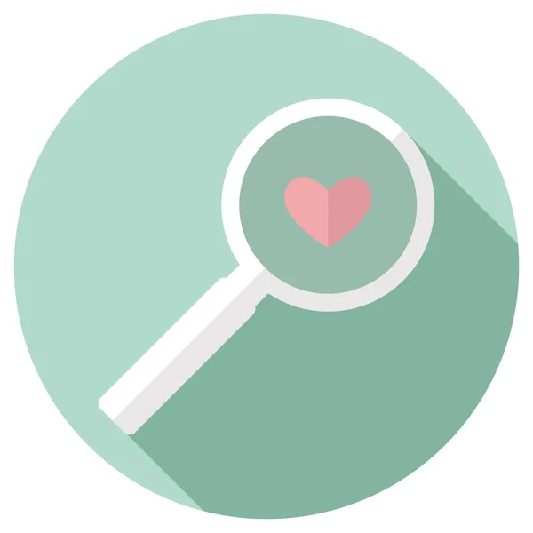 Magnifying Glass and  heart — Stock Vector