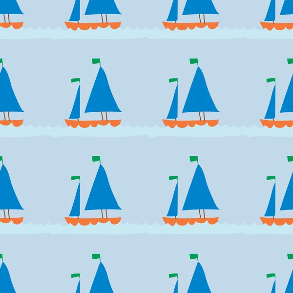 Cute boats sailing  pattern — Stock Vector