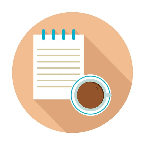 Café caliente con Notebook — Vector de stock