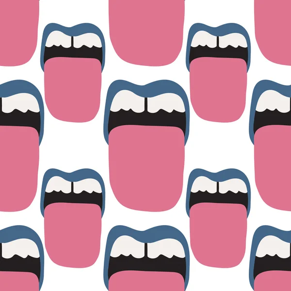 Pattern with mouths and tongues — Stock Vector