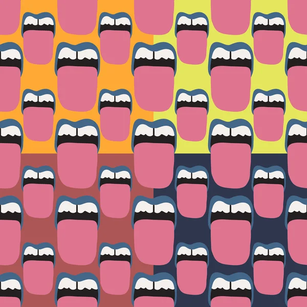 Mønster med munner og tunger – stockvektor