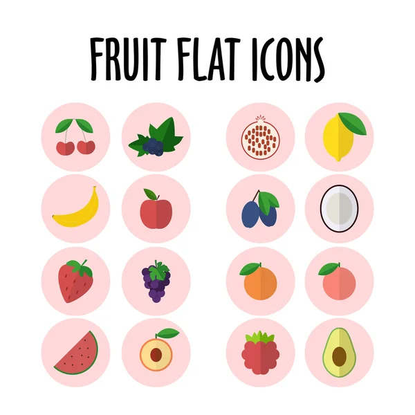 Conjunto con diferentes iconos de frutas — Vector de stock