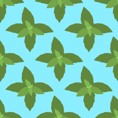 Taze nane yapraklı pürüzsüz desen