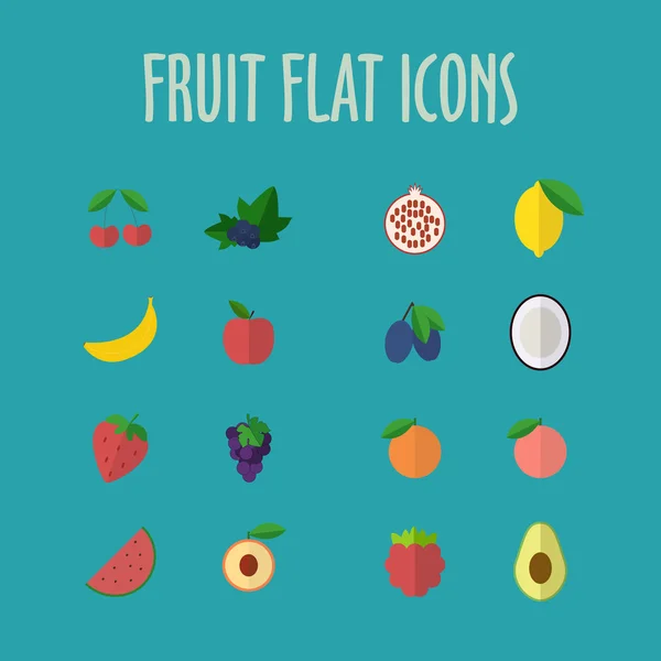 Conjunto con diferentes iconos de frutas — Vector de stock