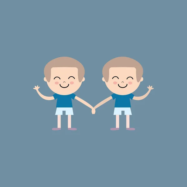 Happy boys holding hands — Stock Vector