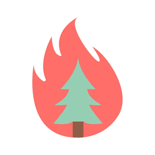 Tree in fire icon — Stock Vector