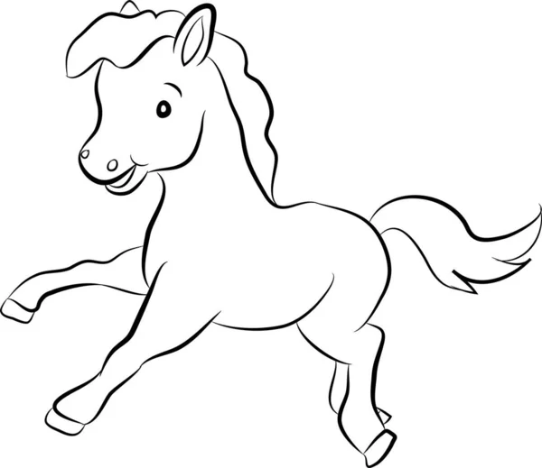 Preto Branco Clipart Cavalo — Vetor de Stock