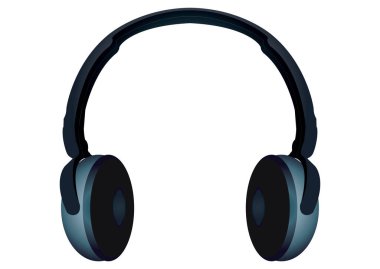 Mavi kulaklıklar. Seçmen. Beyaz arkaplanda izole edilmiş kulaklıkların vektör illüstrasyonu