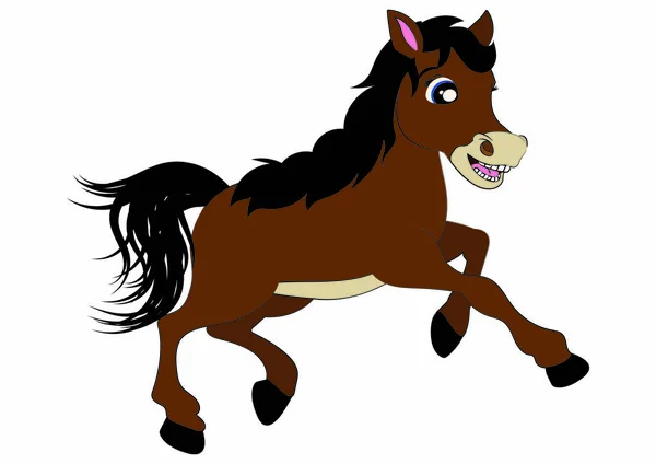 Cavalo Castanho Cavalo Corrida Desenhos Animados Ilustração Cavalo — Vetor de Stock