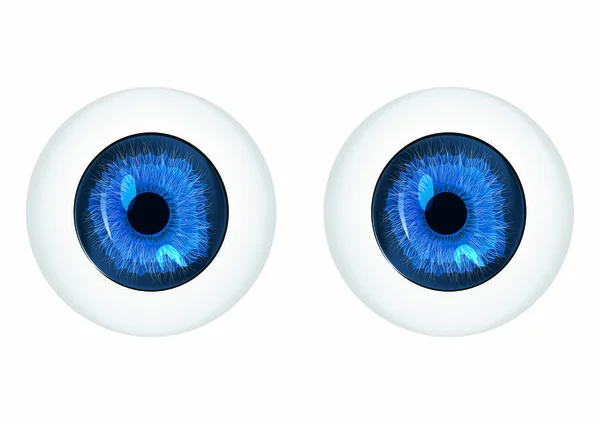 Desenhos Animados Olhos Azuis Isolados Fundo Branco — Vetor de Stock