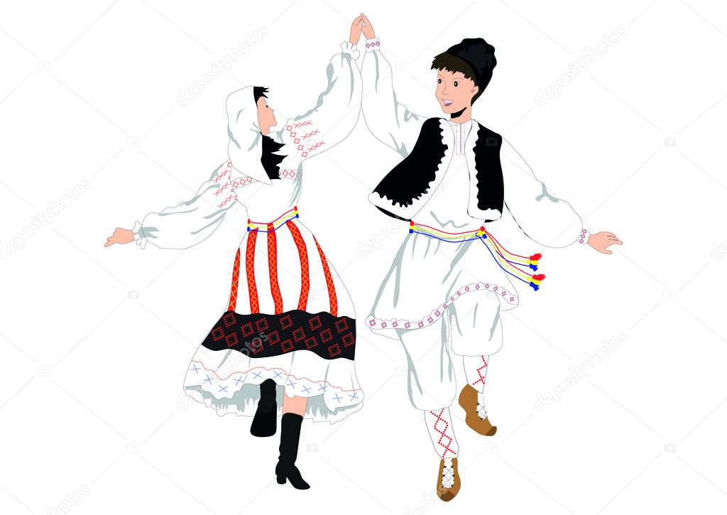  A man and a woman are dancing traditional dances. Popular dance, Traditional dance