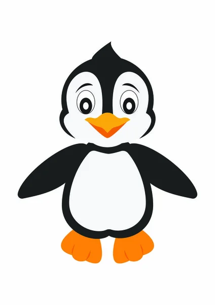 Cartoon Penguin Usmívající Tučňák Izolované Bílém Pozadí — Stockový vektor