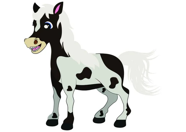 Cavalo Branco Dos Desenhos Animados Cavalo Vetor — Vetor de Stock
