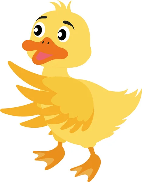 Vector Illustration Cartoon Yellow Duck — 스톡 벡터