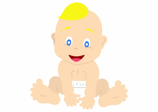 Nettes Cartoon Glückliches Baby Little Baby Isoliert Auf Weißem Hintergrund — Stockvektor