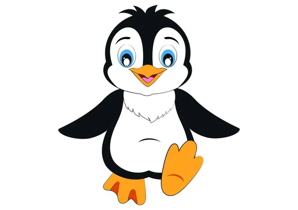 Cuki Pingvin Sétál Rajzfilm Pingvin — Stock Vector