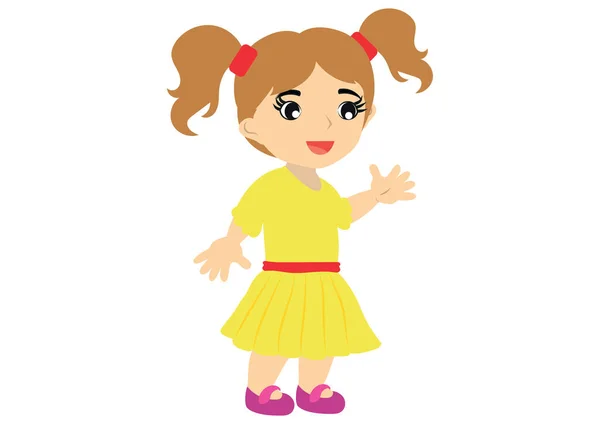 Glückliches Kleines Mädchen Nettes Kind Vektor Illustration Von Kleinen Mädchen — Stockvektor