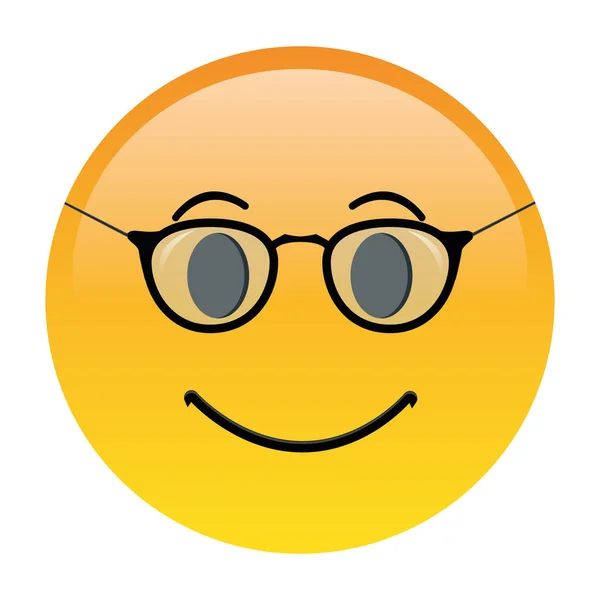 Emoticon Amarelo Óculos Sorria — Vetor de Stock