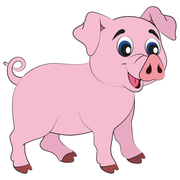 Ilustração Porco Bonito Dos Desenhos Animados — Vetor de Stock