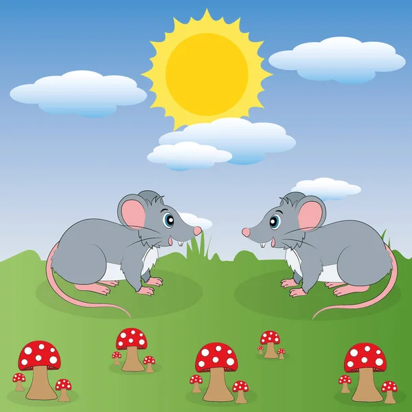 Δύο Ποντίκια Μιλάνε Κινούμενο Ποντίκι — Διανυσματικό Αρχείο