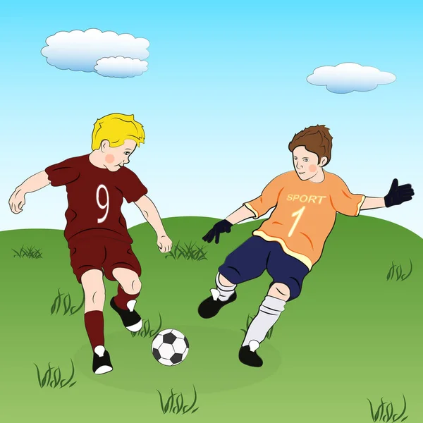 Çocuklar Futbol Oynuyor — Stok Vektör