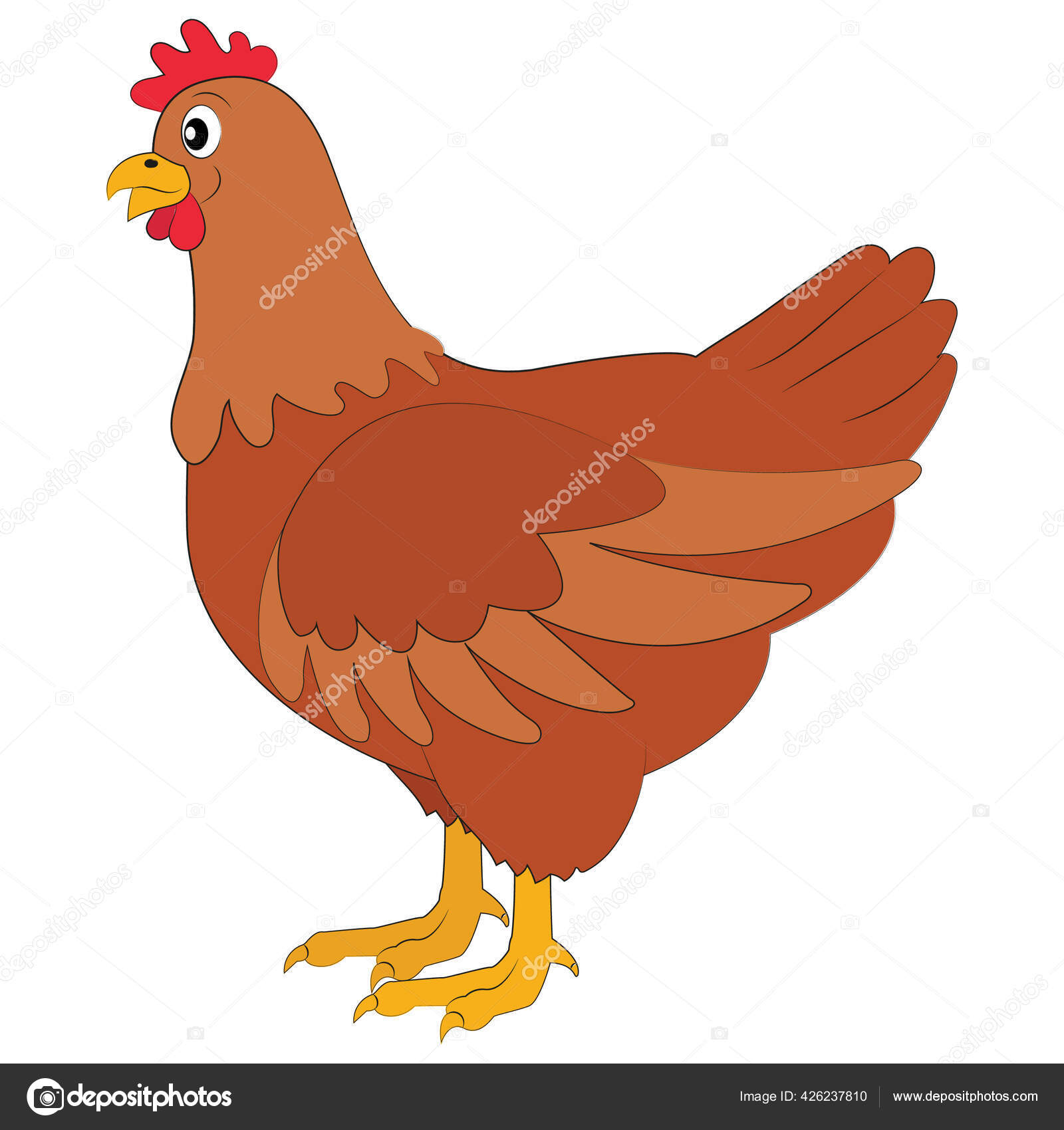galinha dos desenhos animados incubando seus ovos no ninho de palha.  ilustração de uma galinha sentada em um ninho…