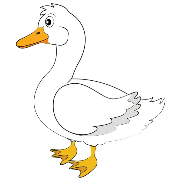 Vector Illustration White Cartoon Duck — 스톡 벡터