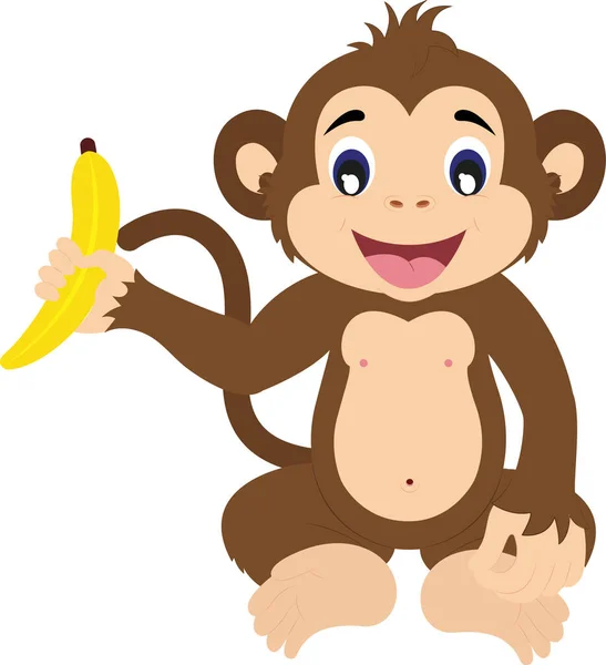 Opice Drží Banán — Stockový vektor