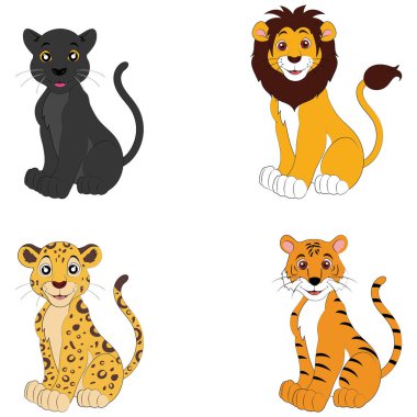 Vahşi yaşam hayvanları. Kara Panter, Aslan, Leopar, Kaplan