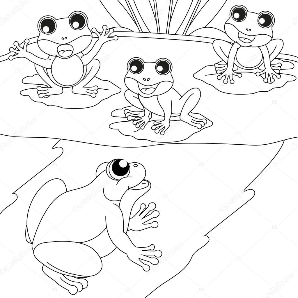 Four Frogs Singing Black and White