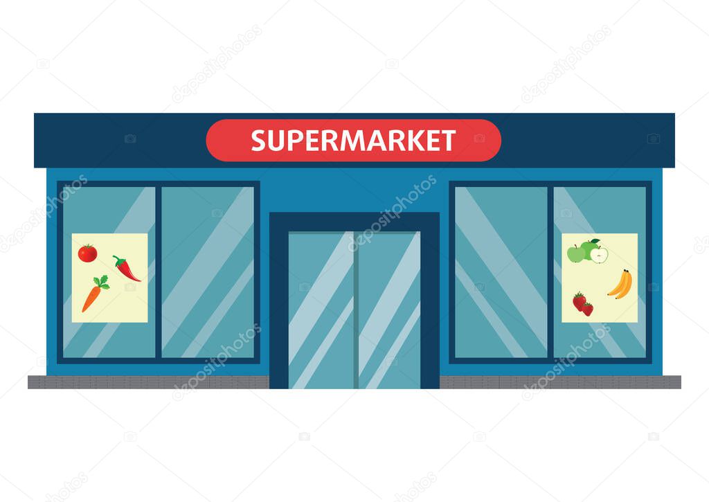 Vector illustration of Supermarket Building. Supermarket Building