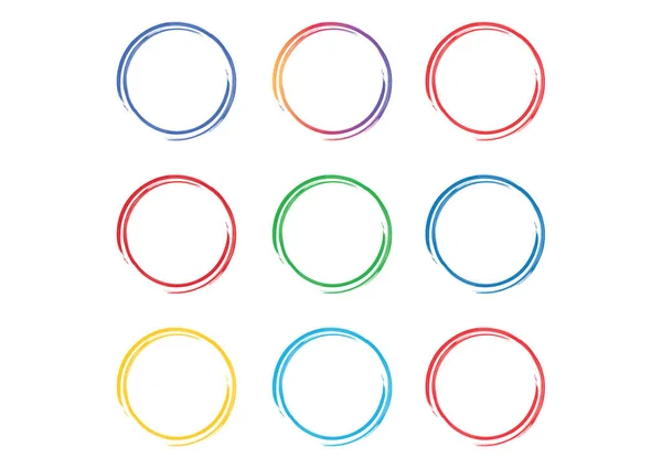 Πολύχρωμοι Χρωματισμένοι Κύκλοι Που Απομονώνονται Λευκό Φόντο — Διανυσματικό Αρχείο