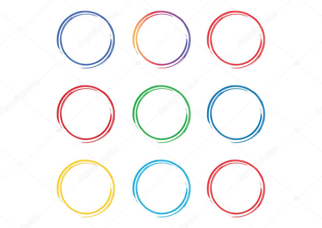 Colorful Painted Circles isolated on white background