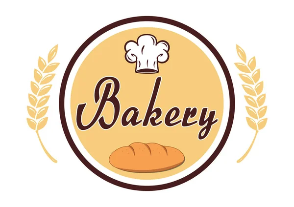 Bakery Logo Bred Hat Wheat Spice Bakery Circle Logo — Stock Vector