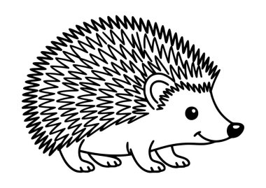 Black and white Hedgehog coloring page on white background