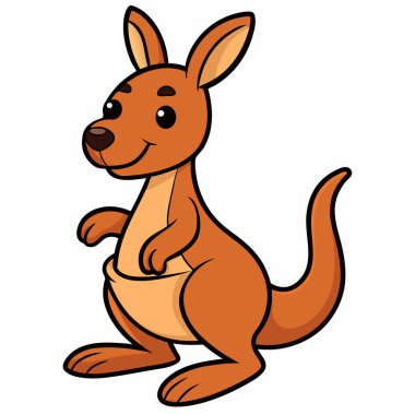 Beyaz arkaplanda kanguru çizgi filmi