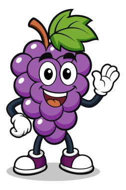 Beyaz arka planda komik üzüm meyveleri.