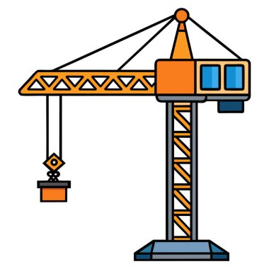 Beyaz zemin üzerinde izole edilmiş düz stil kule vinç