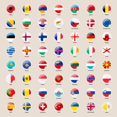 Avrupa bayrak simgesi seti. Avrupa bayrakları etiketleri