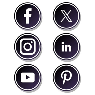 Siyah Yuvarlak Sosyal Medya Simgeleri