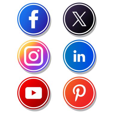 Yuvarlak Sosyal Medya Simgeleri Kümesi