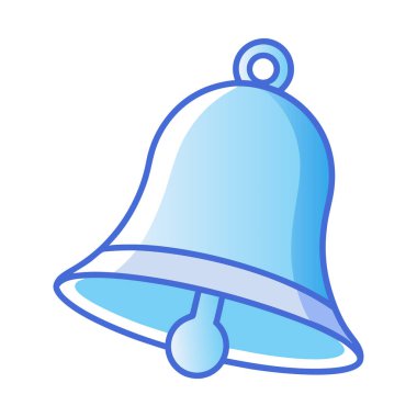 Beyaz arkaplanda düz stil mavi çan