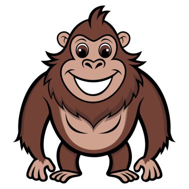 Siyah çizgileri olan mutlu, şirin bir goril.